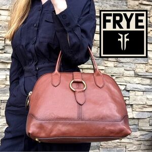 FRYE Ring Dome Brown Cognac Leather Handbag